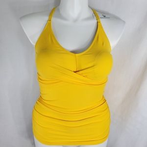 Beachsissi Yellow Tankini Swim TOP Womens Size XL Twist Front Adj. Straps Padded